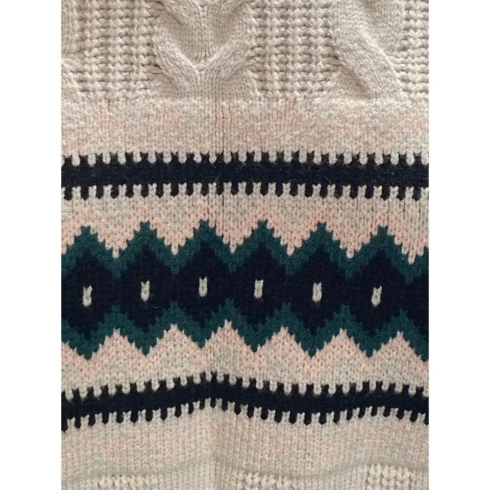 Lucca One Size Nordic Grandpa Sweater Ivory Mix Knit Retro Winter Oversized NWT - Picture 4 of 7